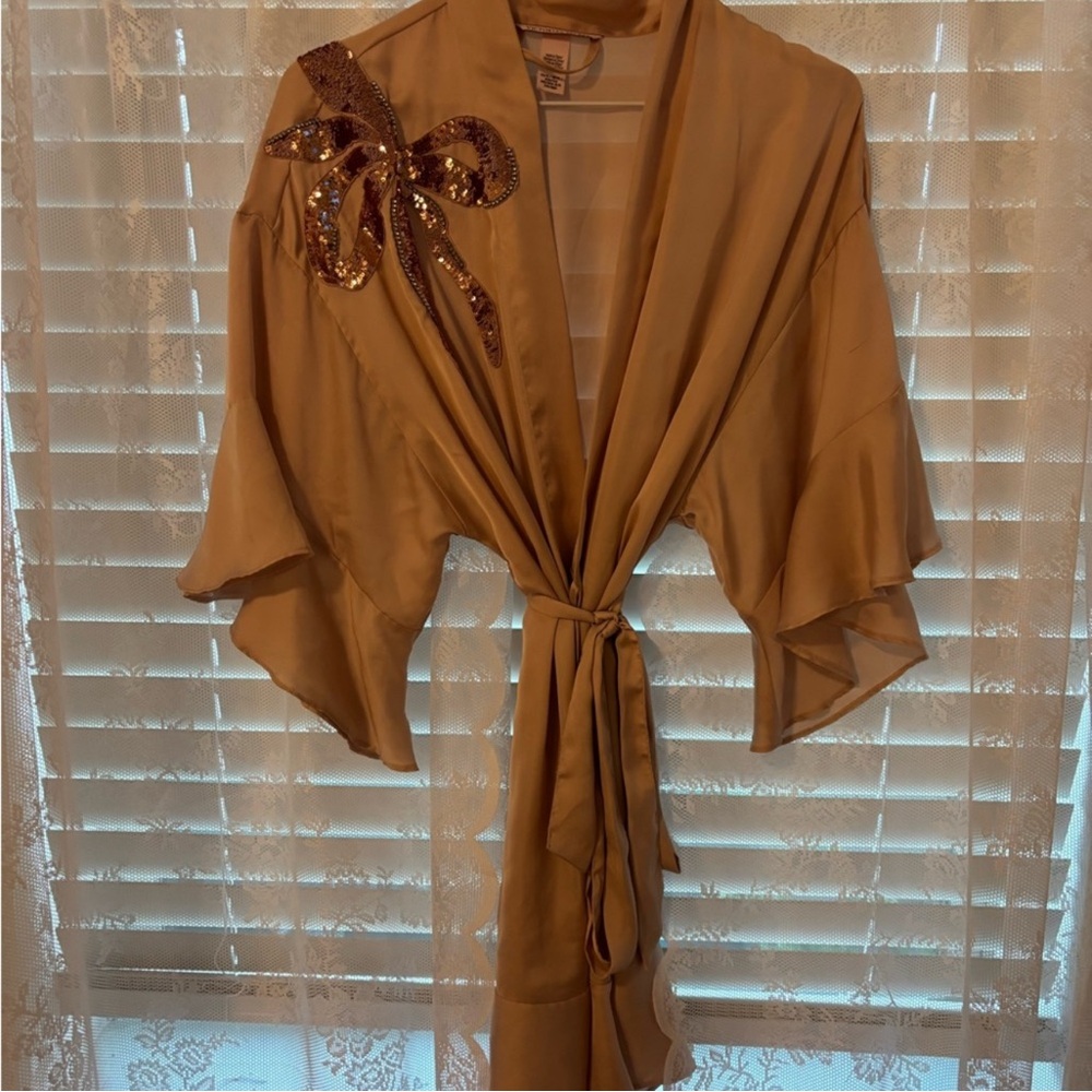 victoria's secret rose gold bow kimono robe